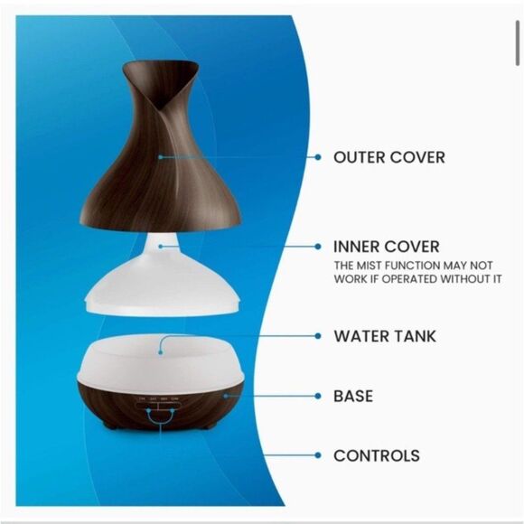 Everlasting Comfort 400ml Essential Oil Diffuser Wood Grain LED Aromatherapy NEW - Picture 9 of 13